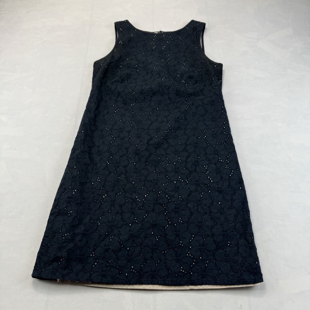 LOFT Women's Size 0 Black Floral Lace Sleeveless Shift Dress Lined Career